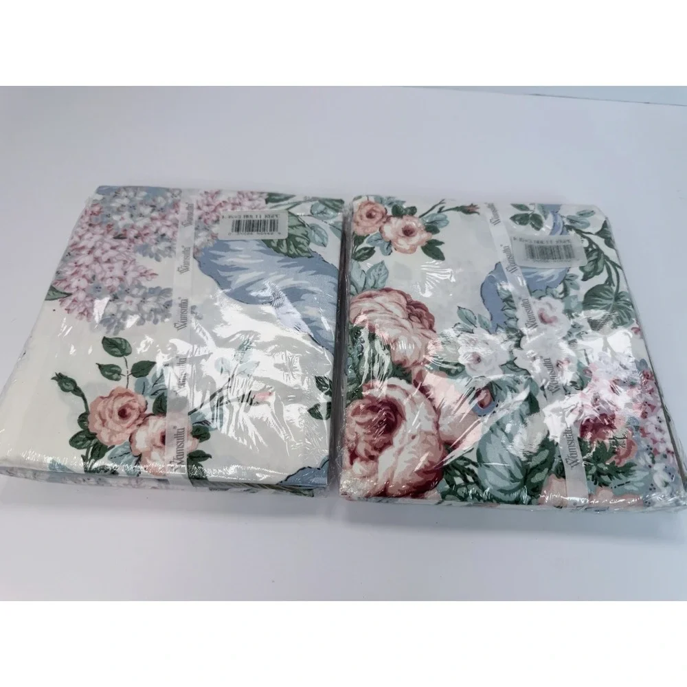 Wamsutta King Pillowcases 4 Total Supercale Plus 200 Count Floral New Cotton